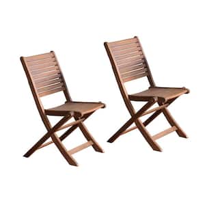 34 in. Eucalyptus Folding Wood Bistro Chairs, (Set of 2)