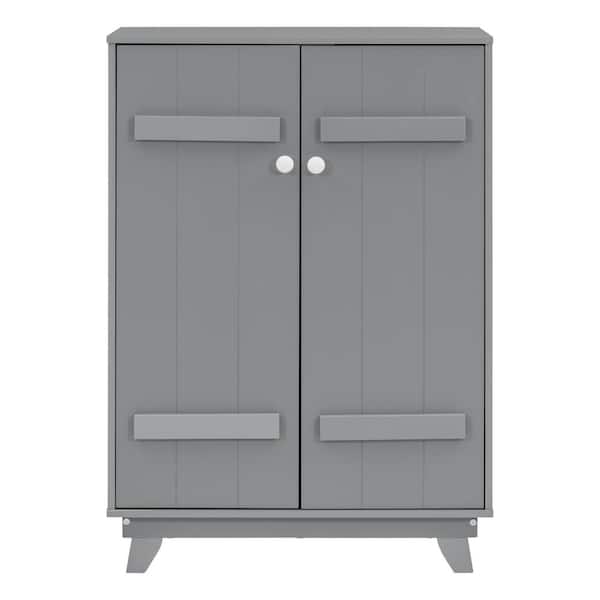 31.50 in. W x 19.70 in. D x 43.40 in. H Gray Solid Wood Outdoor Storage Cabinet