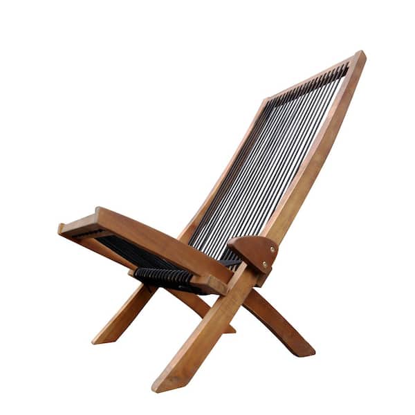 Afoxsos Light Brown Folding Roping Wood Patio Outdoor Lounge