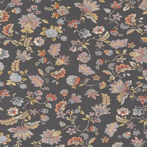 Vintage Paisley Blossoms Wallpaper Charcoal Paper Strippable Roll (Covers 57 sq. ft.)