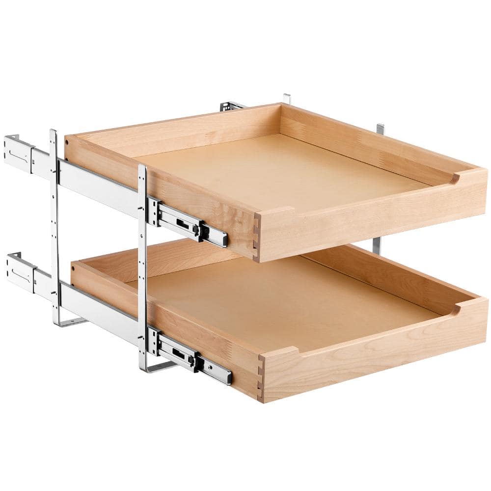 Pull Out Cabinet Organizer, 20 x 21 in. 2-Tier Slide Out Drawer, Soft-Close Birch Wood Shelf for Kitchen Cabinet price history on PriceWatchPro
