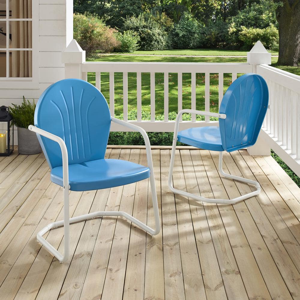 Sky Blue Griffith 34.5'' Sturdy Steel Outdoor Dining Chair