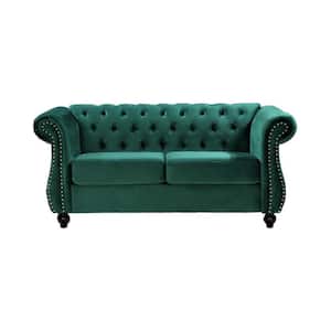 Feinstein 67.6 in. Green Velvet 2-Seater Upholstered Loveseat