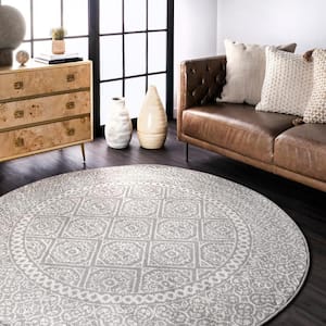 Transitional Floral Jeanette Gray 6 ft. x 6 ft. Round Area Rug