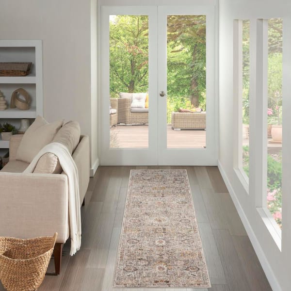 Heirloom Blend Grey 2 ft. x 10 ft. Medallion Traditional Runner Area Rug