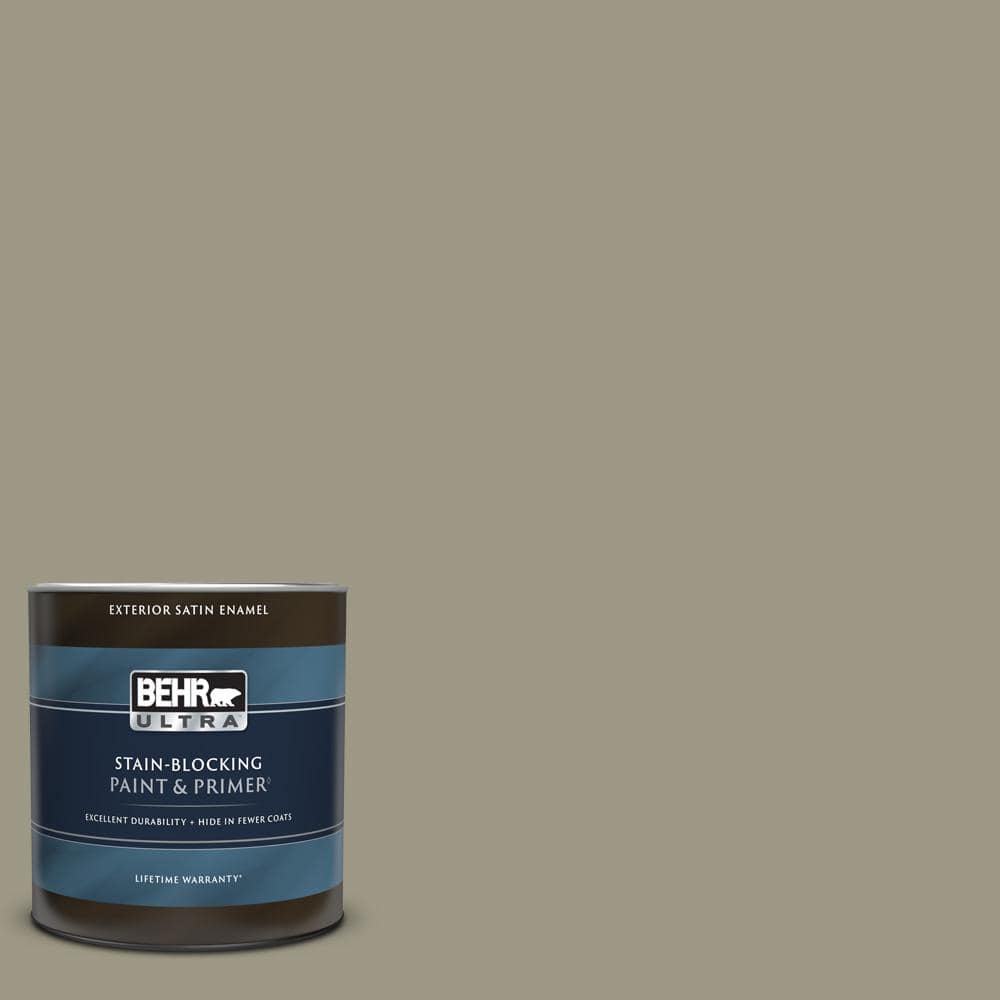 BEHR ULTRA 1 Qt. #PPU8-20 Dusty Olive Satin Enamel Exterior Paint ...