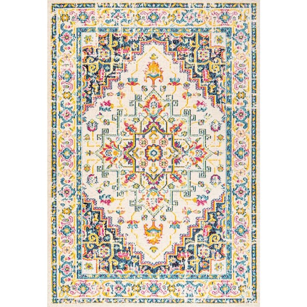 JONATHAN Y Brooklyn Geometric Medallion Beige/Ivory 3 ft. x 5 ft. Area Rug