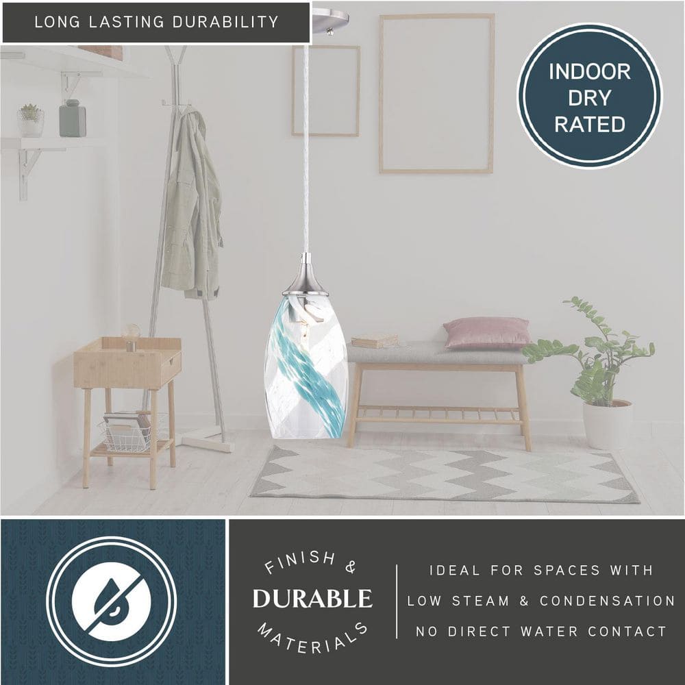 Milano 5" Satin Nickel Caribbean Swirl Glass Mini Pendant