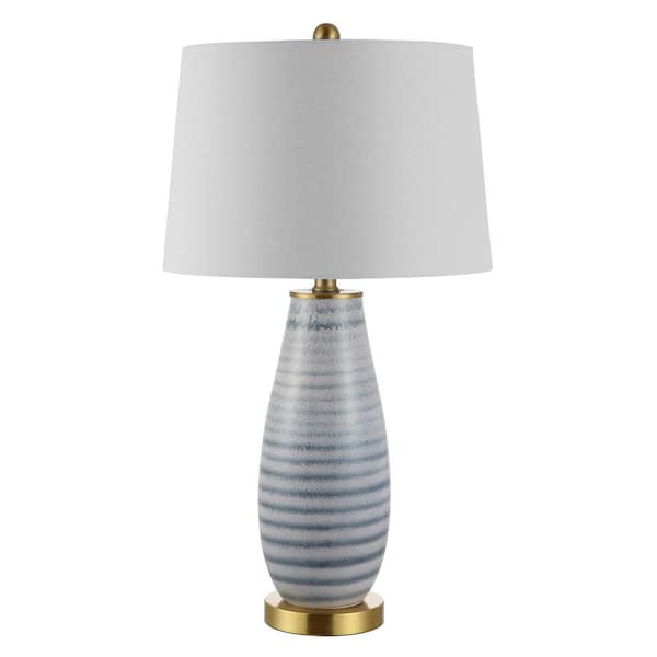 SAFAVIEH Eliana 26.5 in. Blue Table Lamp with White Shade