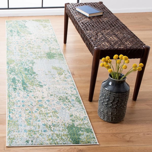 Madison Green/Blue 2 ft. x 12 ft. Runner Rug