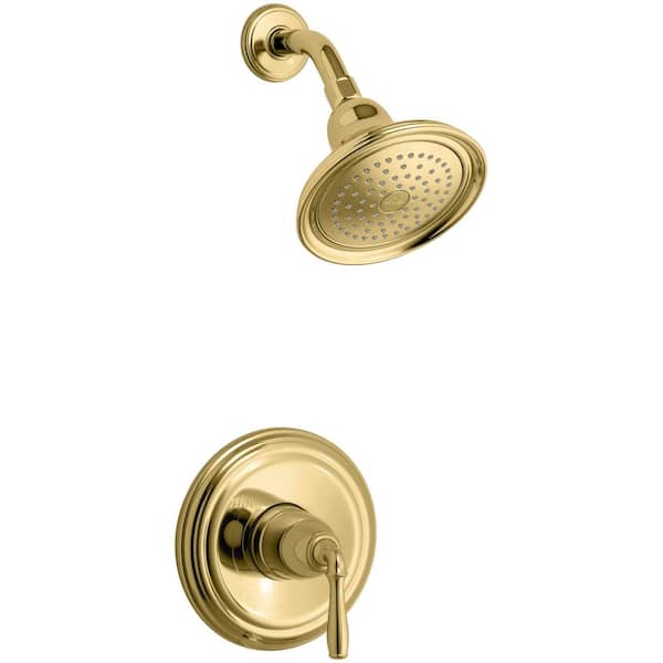 KOHLER Devonshire 1-Handle Wall-Mount Shower Valve Trim Kit in Polished Brass (Valve not included)
