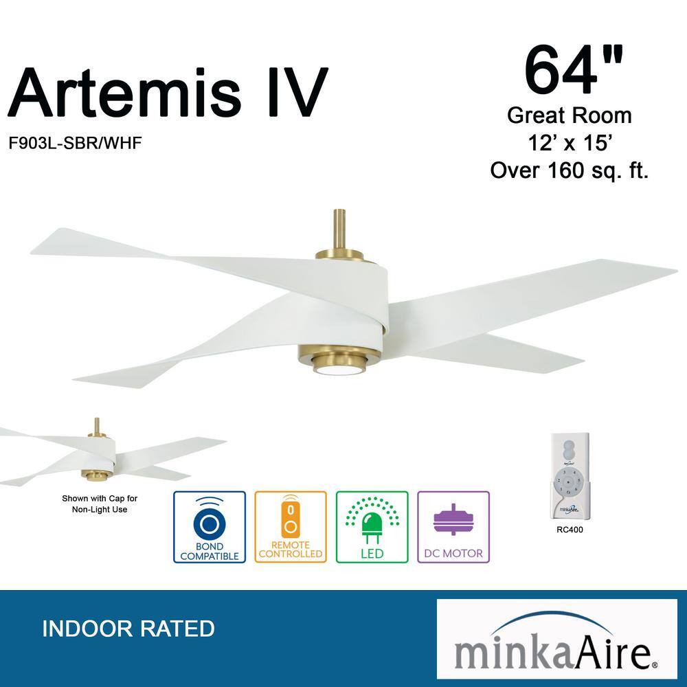 Artemis IV Soft Brass 64" Smart Ceiling Fan with LED Light and Remote