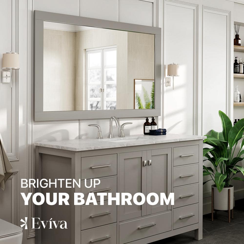 Brushed Wood 48" Rectangular Vanity Wall Mirror