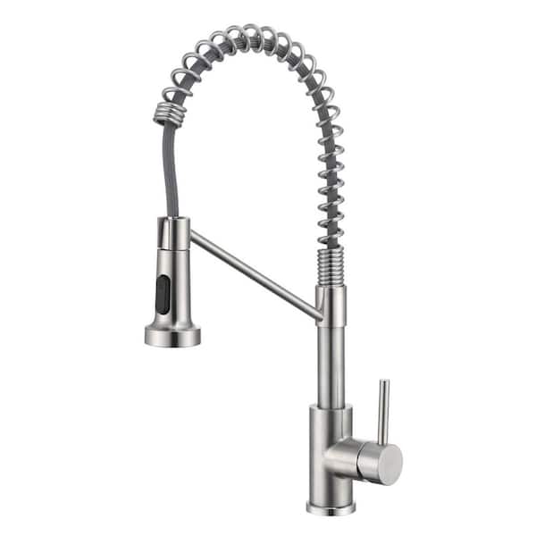 Single Handle Pull Down Sprayer Kitchen Faucet in Brushed Nickel