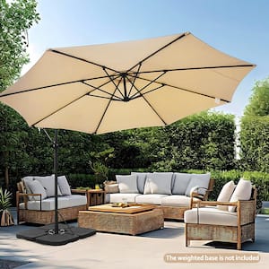 12 ft. Steel Cantilever Offset Outdoor Patio Umbrella with Crank in Beige