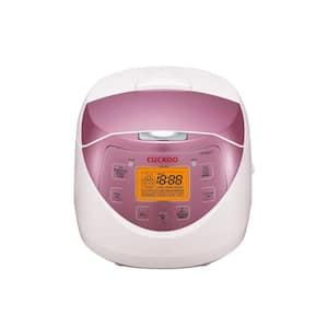 6-Cup (Uncooked)/12-Cup (Cooked) Pink Micom Rice Cooker with Nonstick Inner Pot, LCD Display, Auto Clean (White/Pink)