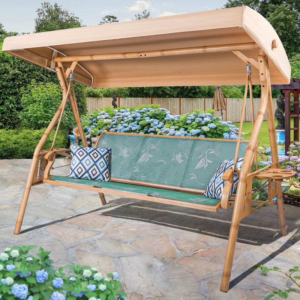 3 Person Metal Patio Swing Outdoor Swing for Adults with