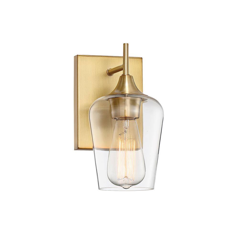 Elegant Octave 9.5" Brass and Bronze Wall Sconce with Clear Glass