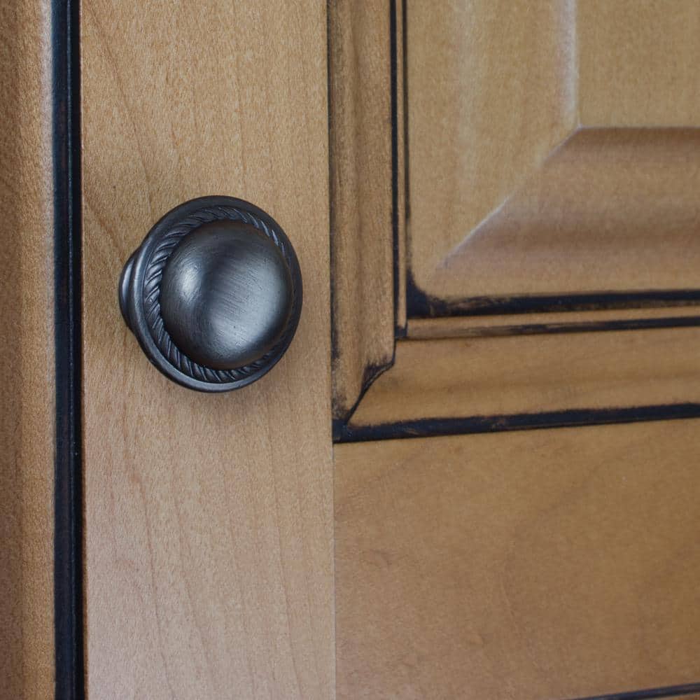 Satin Pewter Round Rope Cabinet Knobs with Mounting Hardware, 10 Pack