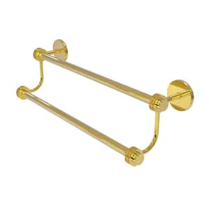 Satellite Orbit Two 30 in. Double Towel Bar with Dotted Accent in Polished Brass