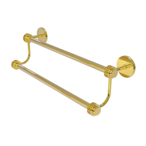 Allied Brass Satellite Orbit Two 36 in. Wall Mounted Double Towel Bar with Dotted Accent in Polished Brass