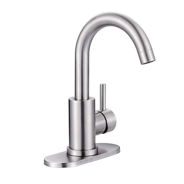 Sleek Stainless Steel Bar Faucet with 360° Swivel Spout in Brushed Nickel