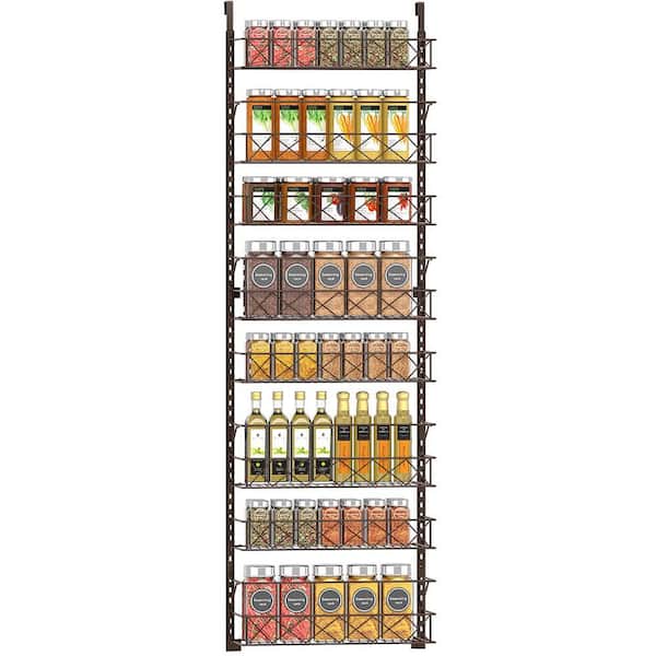 AULEDIO 8-Shelves Bronze Over the Door Pantry Organizer Rack, Adjustable Closet Organizer Hanging Spice Rack
