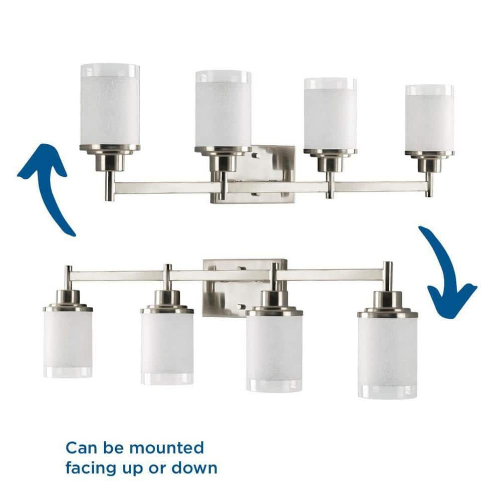 Brushed Nickel Four-Light Cylinder Bath Vanity Fixture