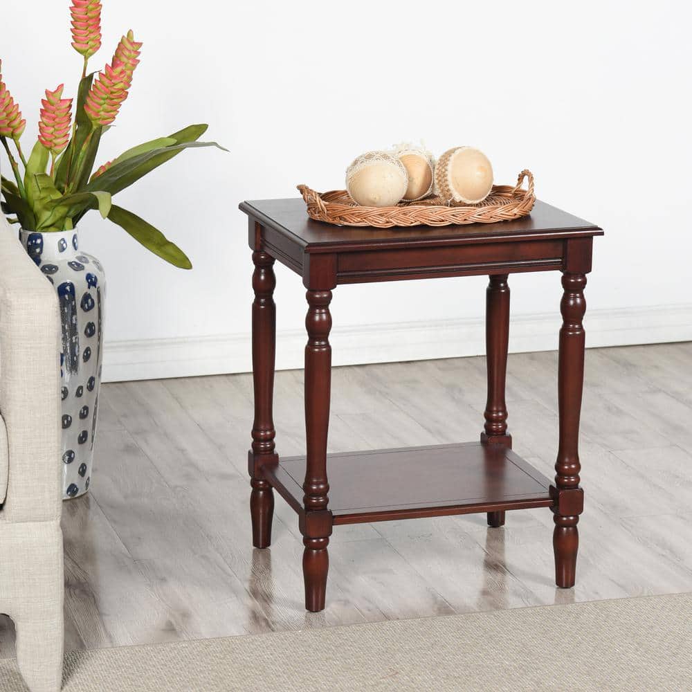 StyleCraft Sybil 19.5 in. Vintage Cherry MDF Rectangle End Table