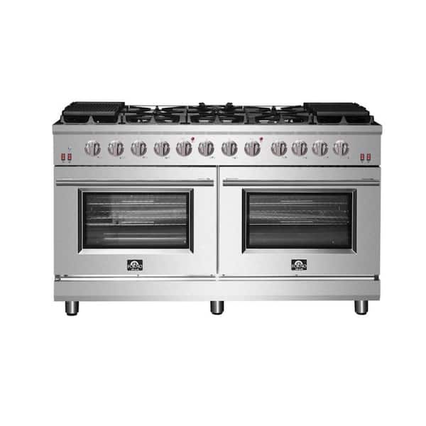 Forno Massimo 60 in. 10 Sealed Burners Freestanding Gas Range in Stainless Steel Convention Oven