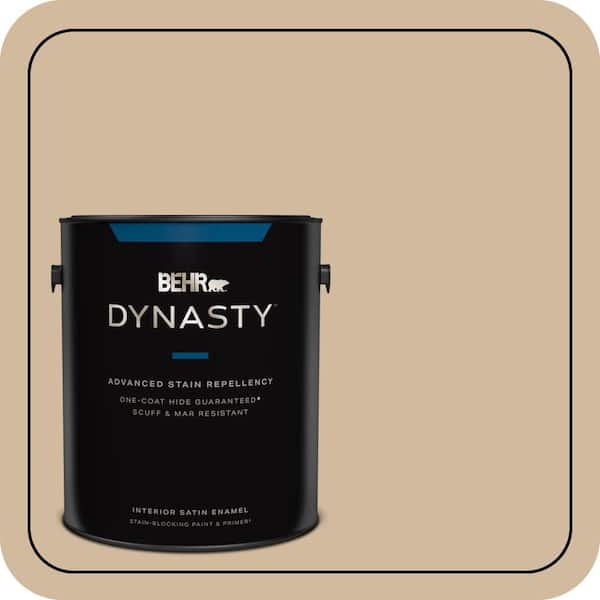 BEHR DYNASTY 1 gal. #S280-3 Practical Tan Satin Enamel Interior Stain-Blocking Paint and Primer