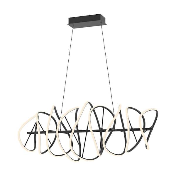 KUZCO Collide 44 in. 9-Light 100-Watt Black Integrated LED Chandelier