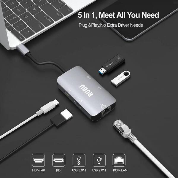 Etokfoks USB Hub 3.0,7-Port USB Hub USB Splitter with 3 ft. Long Cable and  Individual LED Switch for PC, MacBook Etc. (1-Pack) MLPH005LT332 - The Home  Depot