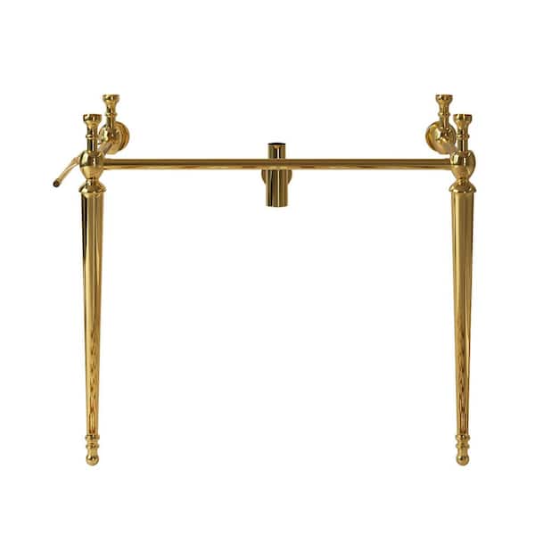 Veda 34.25 in. Freestanding Bathroom Console Sink Console Iron Leg in Gold with Towel Bar, No Basin and Faucet