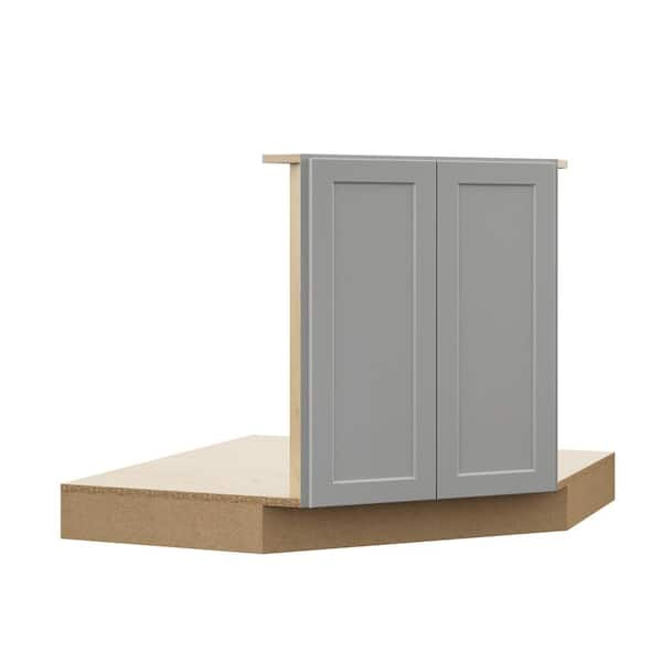 Hampton Bay Designer Series Melvern Partially Assembled 42x34.5x23.75 in. Corner Sink Base Kitchen Cabinet in Heron Gray