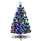 Costway 4 ft. Pre-Lit Fiber Optic Artificial PVC Christmas Tree with ...