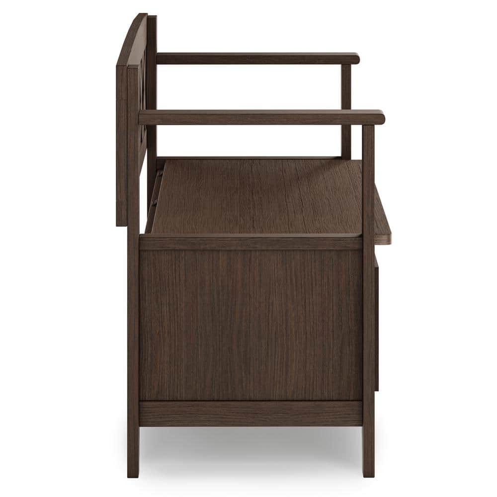 Amherst Farmhouse Brown Solid Wood Entryway Storage Bench