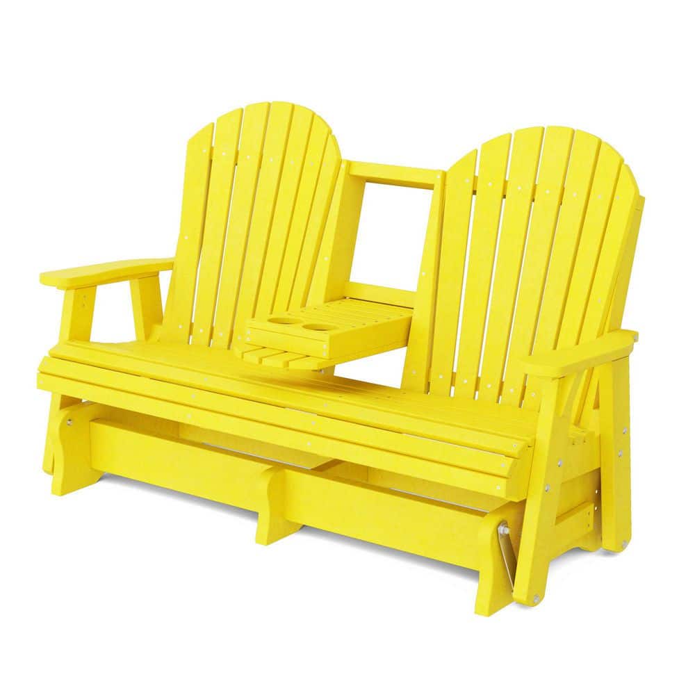 Heritage 2-Person Lemon Yellow HDPE Plastic Outdoor 5' Glider with Console price history on PriceWatchPro