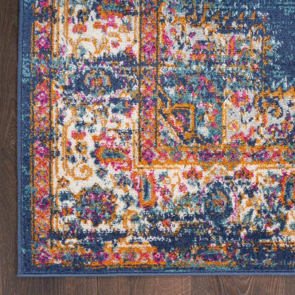 Elysian Blooms Blue Floral 5' x 7' Easy-Care Synthetic Rug
