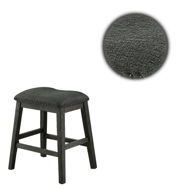 Set of 2 Kent Saddle 24"H Counter Stool Chair Espresso PU Leather Wooden Legs 
