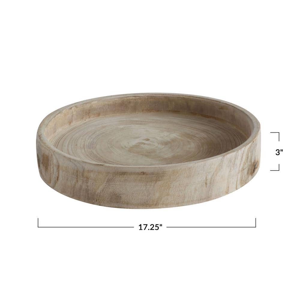 Elegant Hand-Carved Paulownia Wood Decorative Tray