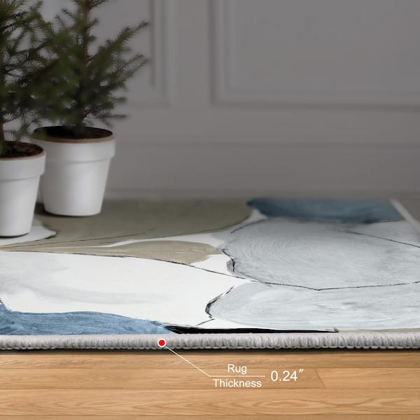 Gray 8 ft. x 10 ft. Flowers I Washable Art Area Rug