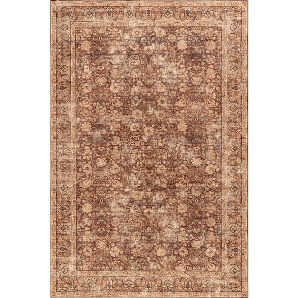 Larissa Abstract Washable Brick 9 ft. x 12 ft. Indoor Area Rug