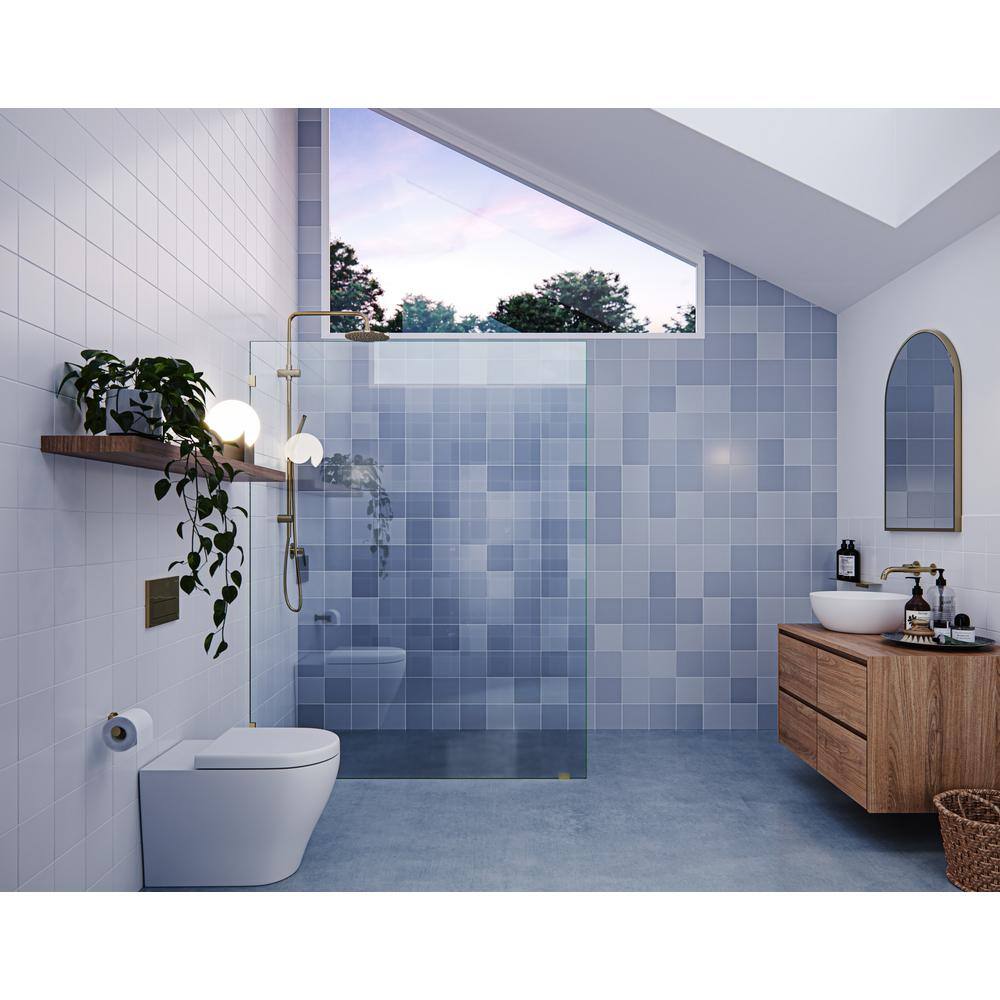 Vela 78" x 60" Frameless Glass Shower Panel with Polished Brass Hardware