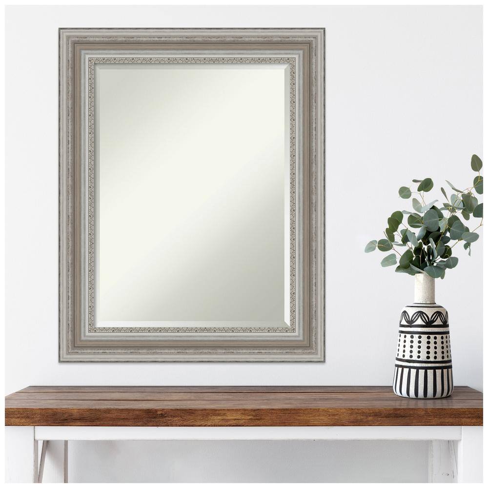 Parlor Silver Rectangular Beveled Bathroom Vanity Mirror