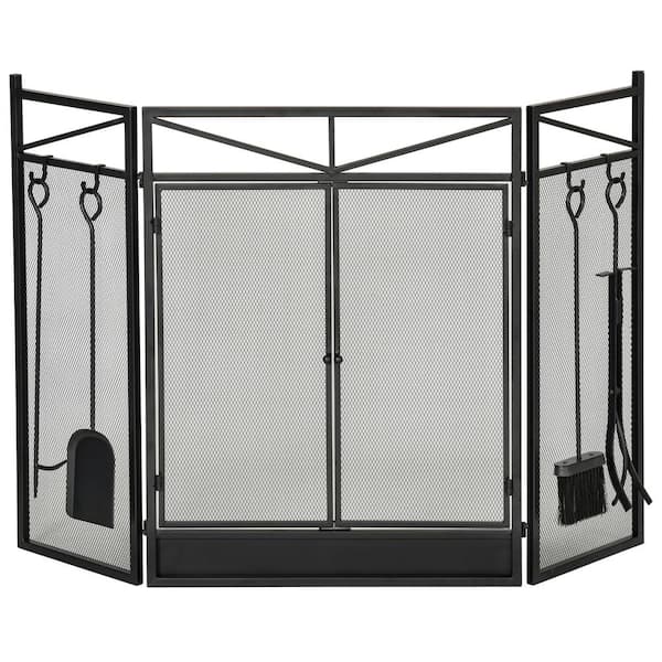 Dropship Fireplace Screen, Metal Fire Place Cover Two-Doors Large