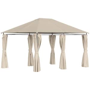 10 ft. x 13 ft. Khaki Outdoor Patio Gazebo Canopy Shelter with 6 Removable Sidewalls