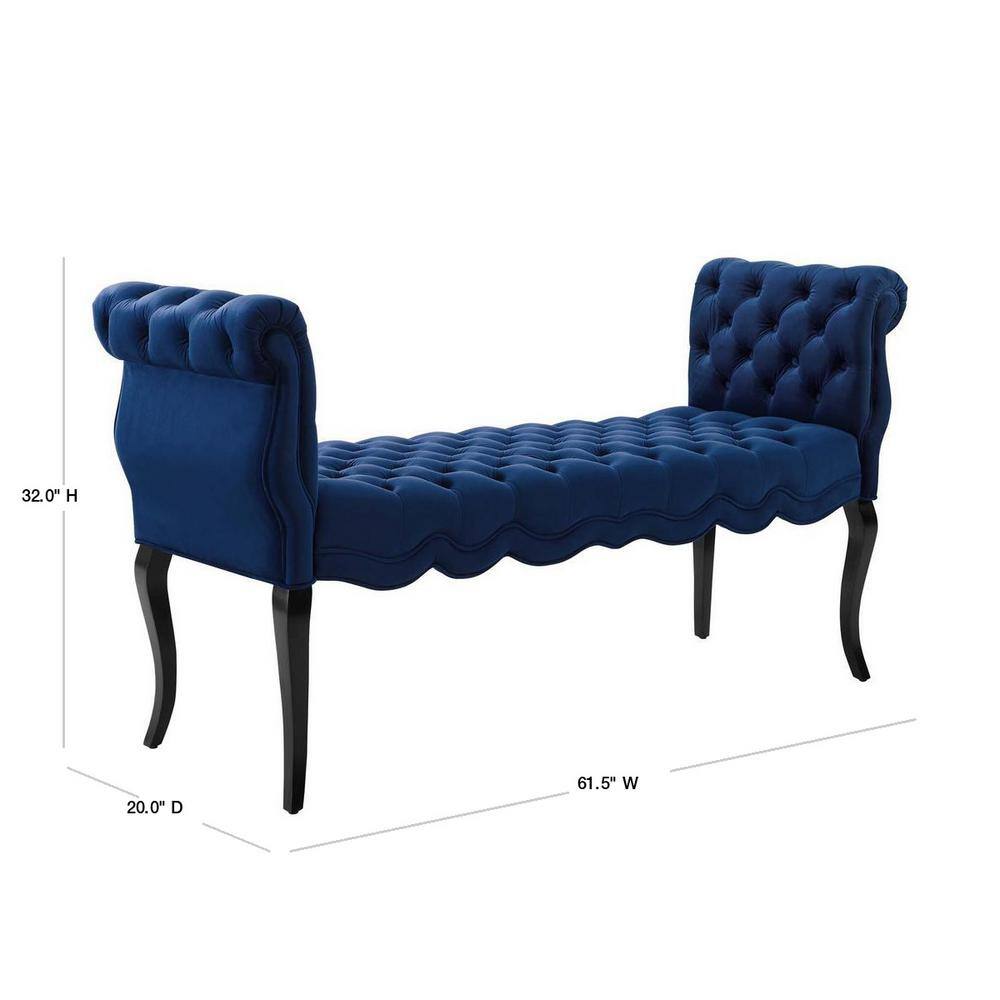 Navy Velvet Chesterfield Style Button Tufted Bench
