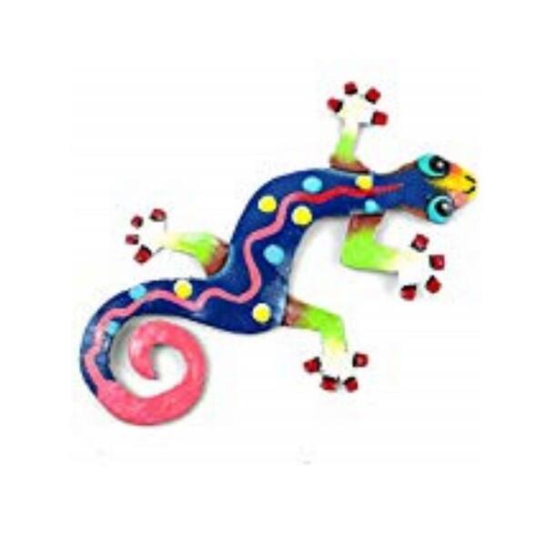 Global Craft 8 in. Blue-Greens Dark Blue Party Painted Gecko Recycled ...