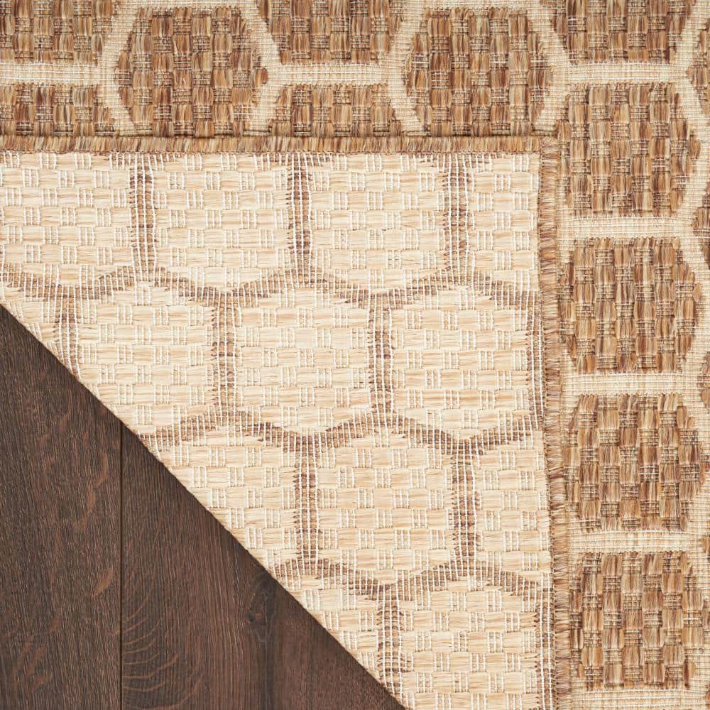 Natural Brown Geometric Flat Woven Reversible 5' x 7' Area Rug